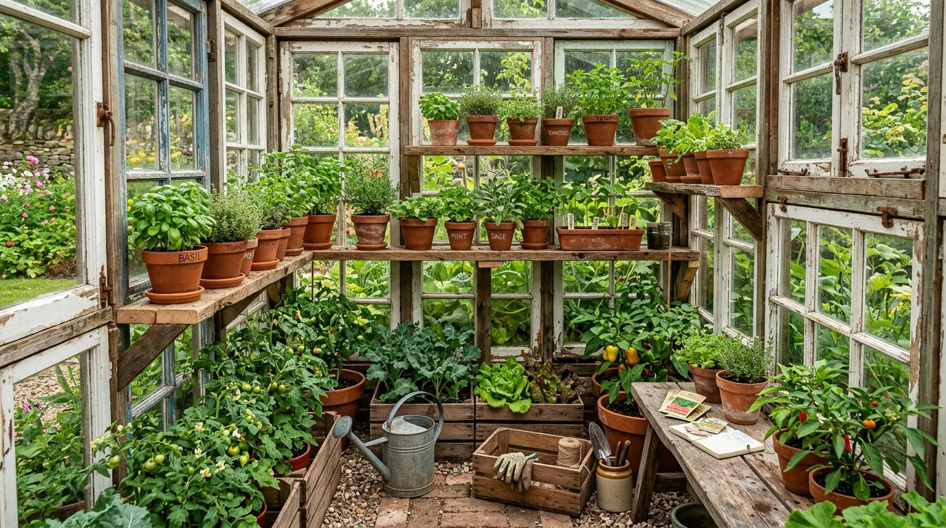 Rustic Vintage Window Greenhouse